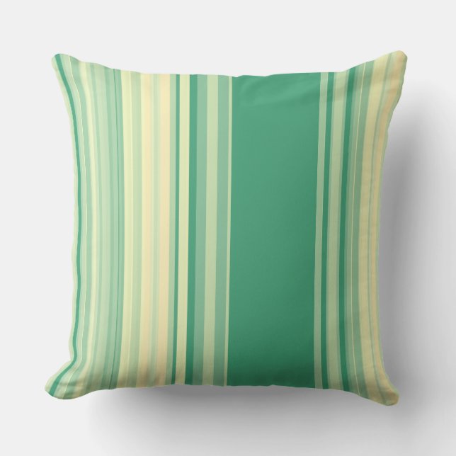 Stripes Seafoam Green and Wheat Throw Pillow (Front)