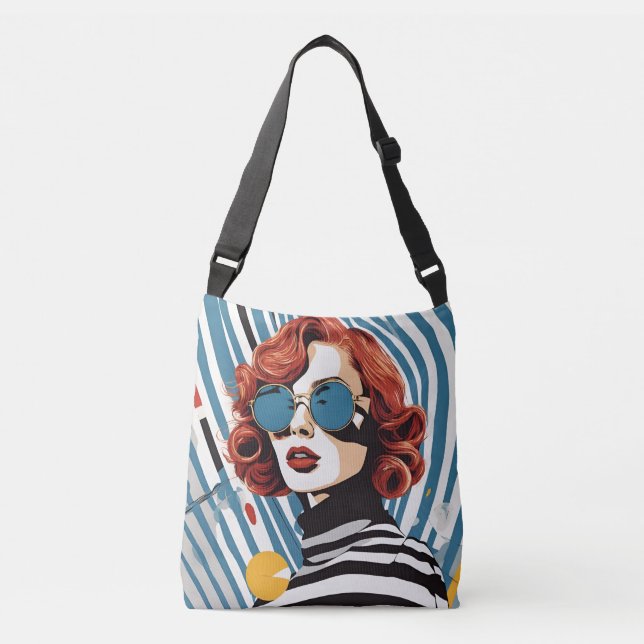 Stripes & Shades Pop Art Statement Tote Bag (Front)