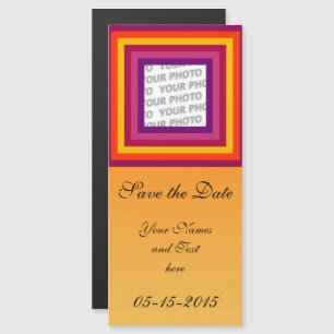Stripes Square Frame coloured 01 + your photo Magnetic Invitation