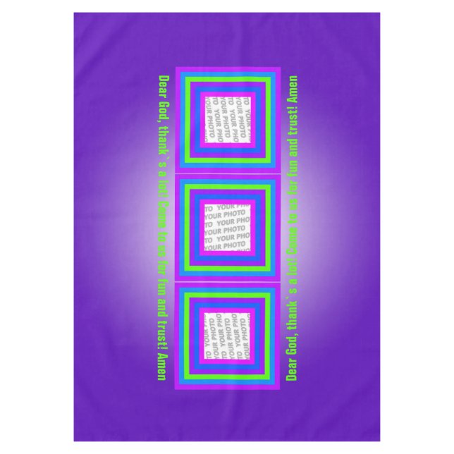 Stripes Square Frame coloured 03 + your photo text Tablecloth (Front)
