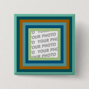 Stripes Square Frame coloured 09 + your photo 15 Cm Square Badge
