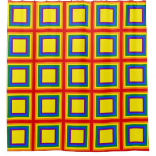 Stripes Square Frame RAINBOW + your idea Shower Curtain