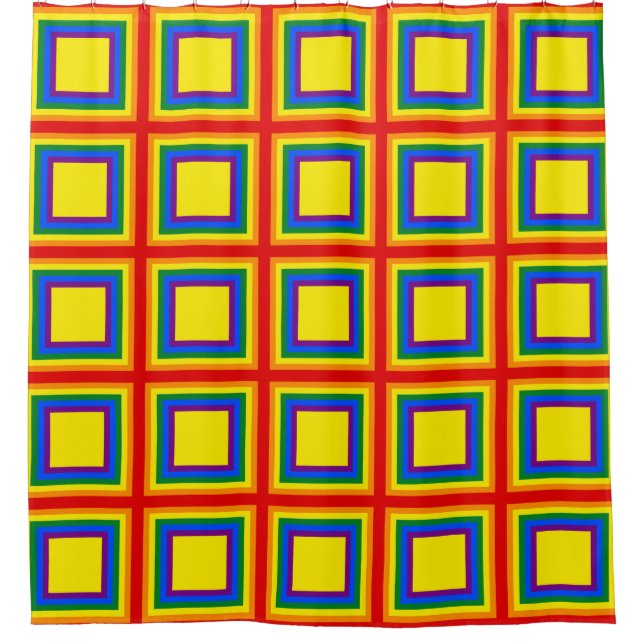 Stripes Square Frame RAINBOW + your idea Shower Curtain (Front)