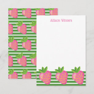Stripes & Strawberries Personalised Note Cards