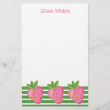 Stripes & Strawberries Personalised Stationery