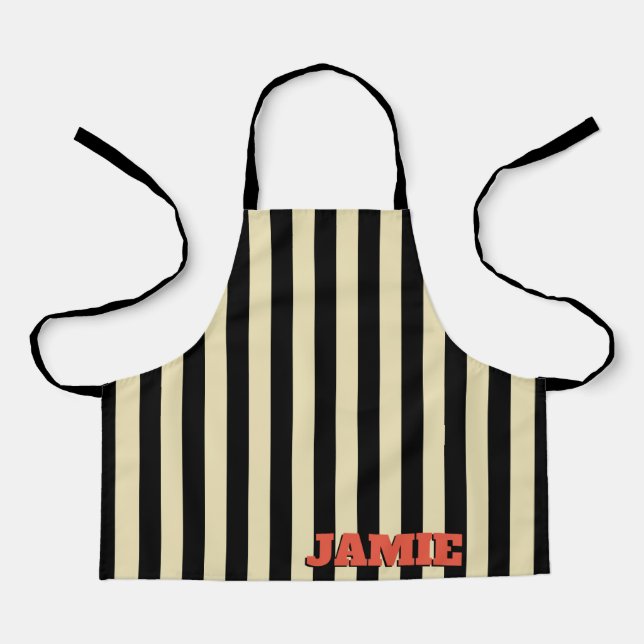 Stripes striped kids cooking crafts personalised apron (Front)