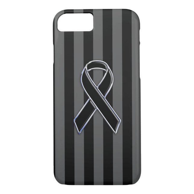 Stripes Style Black Ribbon Awareness Case-Mate iPhone Case (Back)