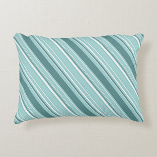 Stripes - Teal Green Blue Decorative Cushion