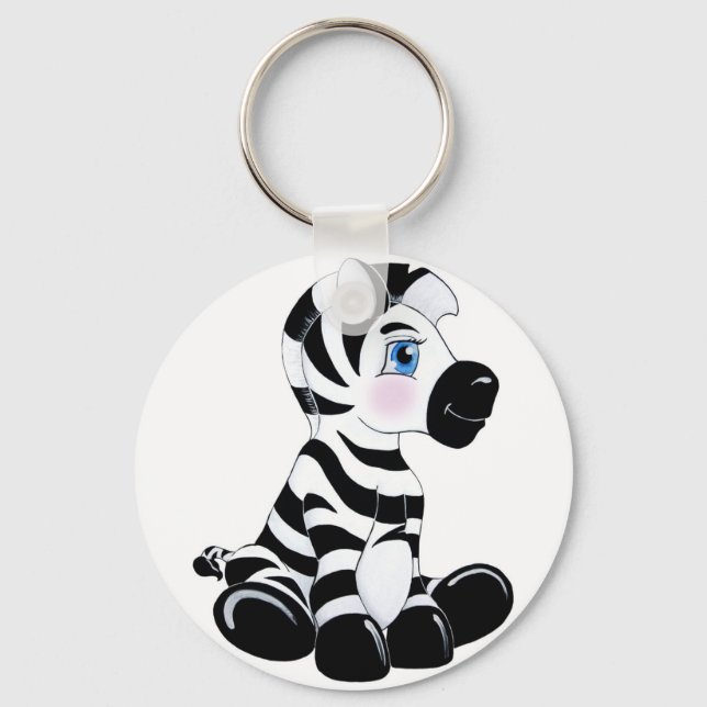 Stripes the Baby Zebra Key Ring (Front)