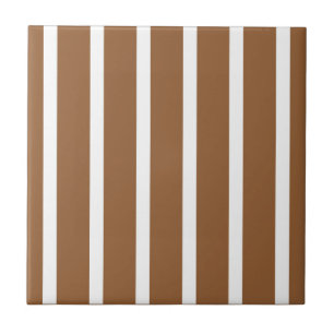 Stripes Thn Thick Brown White Ceramic Tile