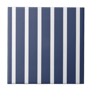 Stripes Thn Thick Navy White Ceramic Tile