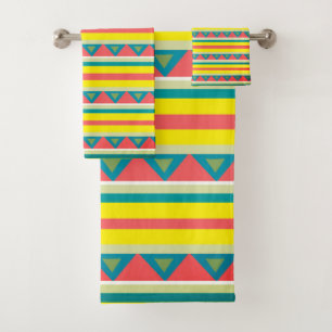 Stripes & triangles bath towel set