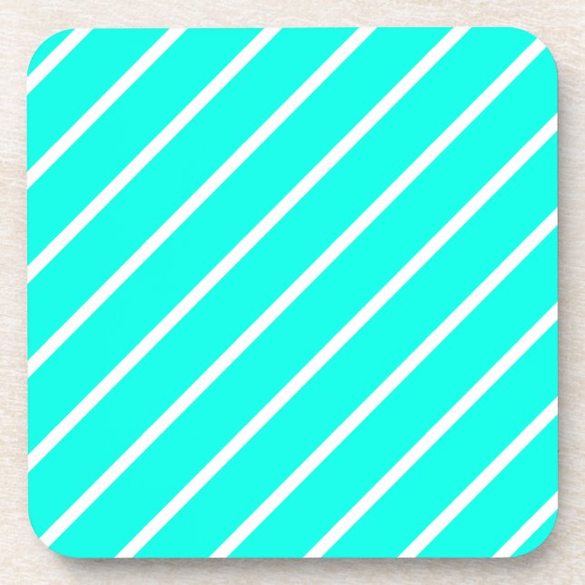 Stripes Turquoise & White Coasters (Front)