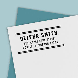 Stripes Varsity Sporty Style Name Return Address Self-inking Stamp