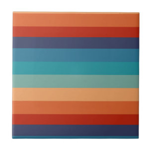 Stripes Vintage Colour Old Style Colourful Geometr Ceramic Tile