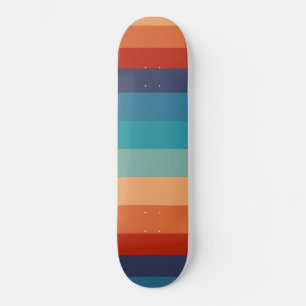 Stripes Vintage Colour Old Style Colourful Geometr Skateboard