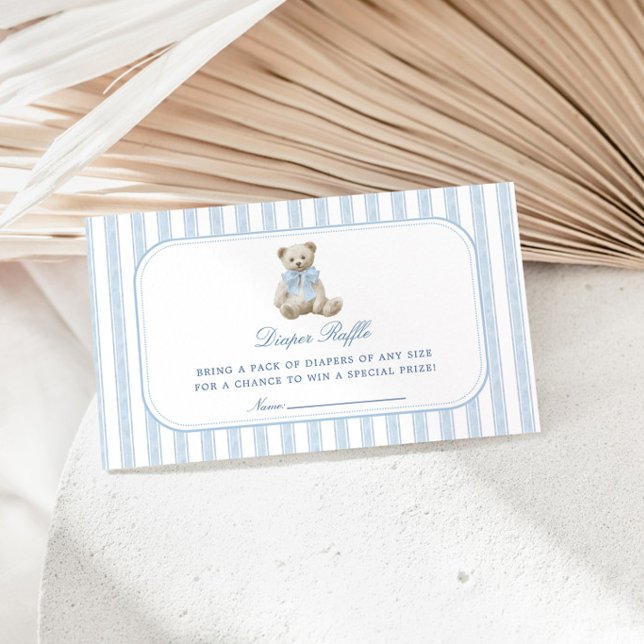 Stripes We Can Bearly Wait Teddy Diaper Raffle Enclosure Card (Creator Uploaded)