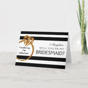 Stripes Will You Be My Bridesmaid Invitation Card