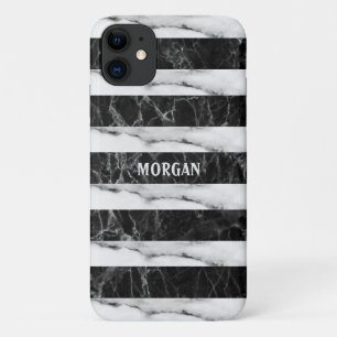 Stripes With Black And Grey Marbled iPhone 11 Case