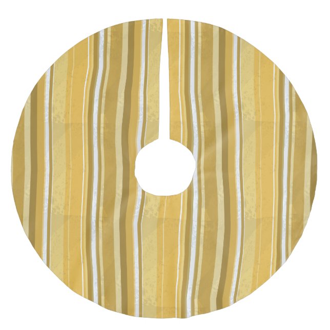 Stripes Yellow Brushed Polyester Tree Skirt (Front)