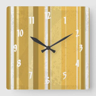 Stripes Yellow Square Wall Clock