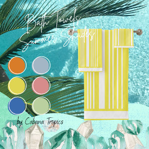 Stripes Yellow & White  Bath Towel Set