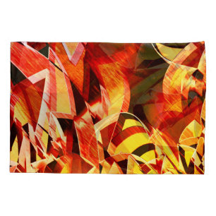 Stripes yellowing with dark red, strong streaked pillowcase