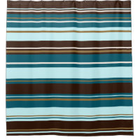 Stripey Design Brown Teals Cream & Gold