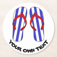 Stripey Flip Flops Beach Sandles Custom Text