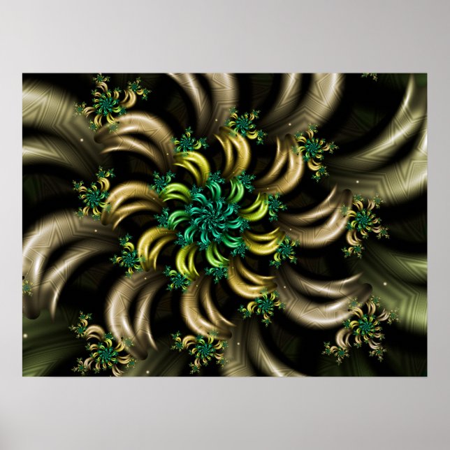 Stripey Fractal Spiral Poster (Front)