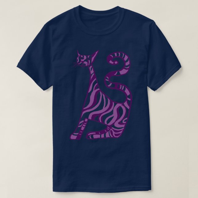 Stripey purple cat T-Shirt (Design Front)