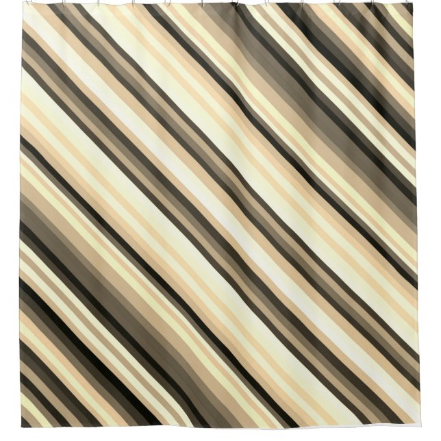 Stripey Sepia Shower Curtain  (Front)