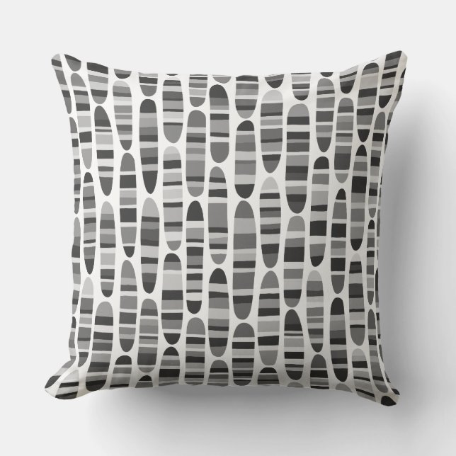 Stripey Strokes 120123 - Black and White Cushion (Front)