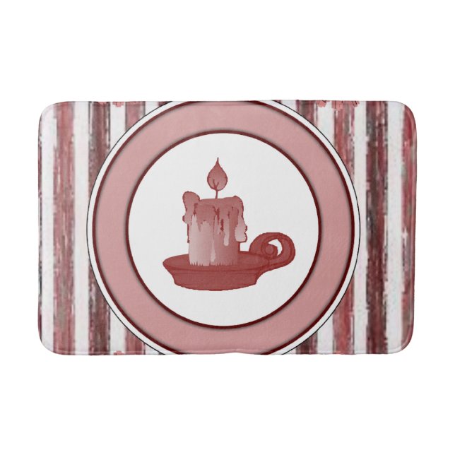 stripped bathroom bathmat candle (Front)