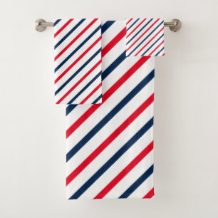 Stripped red white blue modern Patriotic Bath Towel Set