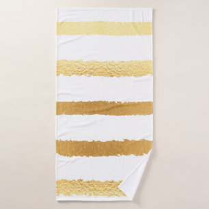 Stripped shiny golden metallic pattern bath towel