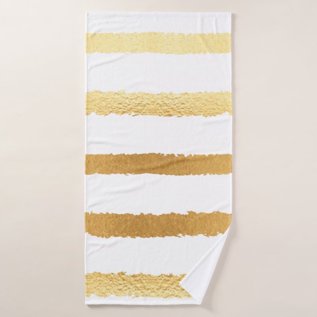 Stripped shiny golden metallic pattern bath towel (Bath Towel)