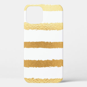 Stripped shiny golden metallic pattern iPhone 12 case