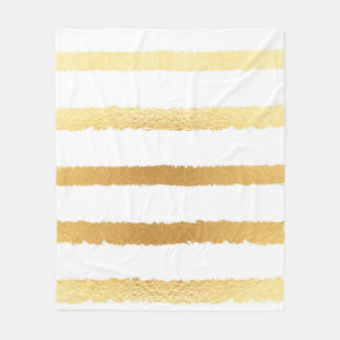 Stripped shiny golden metallic pattern fleece blanket