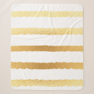 Stripped shiny golden metallic pattern sherpa blanket