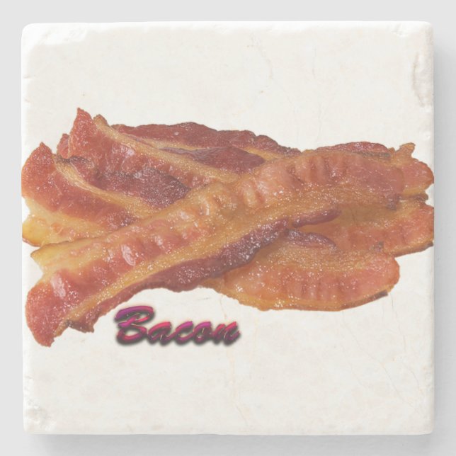 Strips of Bacon Stone Coaster (Front)