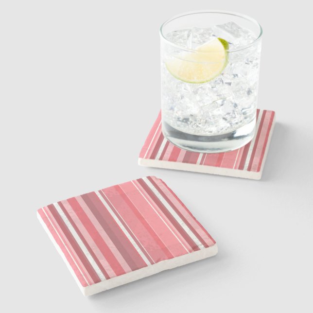 Strips of Pink Stone Coaster (Side)