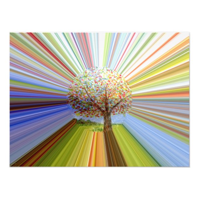Stripy Autumn Tree Abstract Art Photo Print (Front)