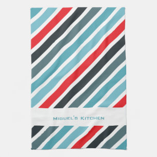 Stripy Background Personalised Kitchen Towels