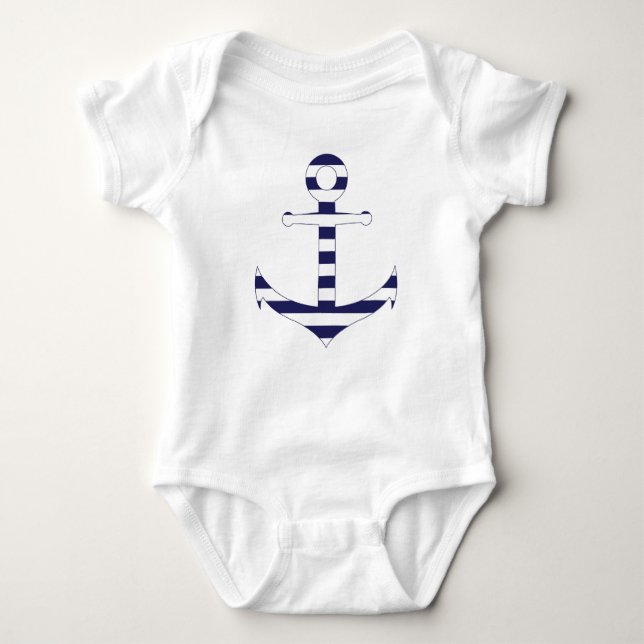 Stripy nautical anchor baby bodysuit (Front)
