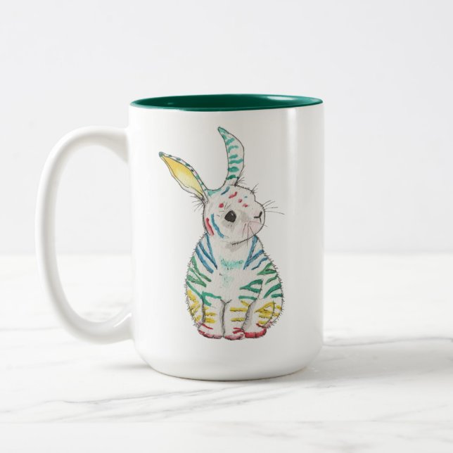 Stripy Rabbit Mug (Left)