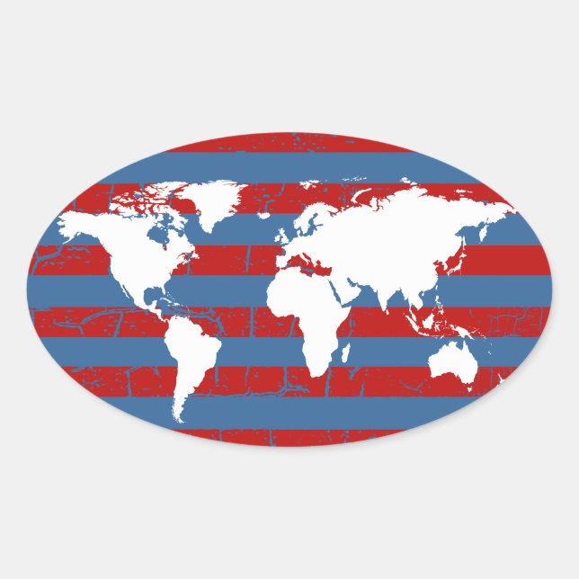 stripy world oval sticker (Front)