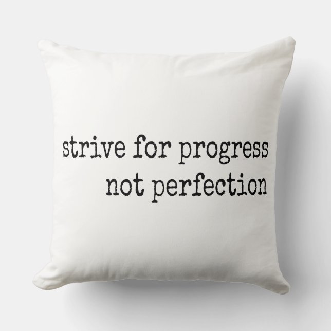 Strive For Progress Not Perfection - Gym Quote Cushion (Front)