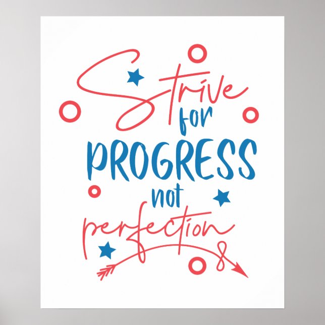 Strive for progress not perfection word art room poster (Front)
