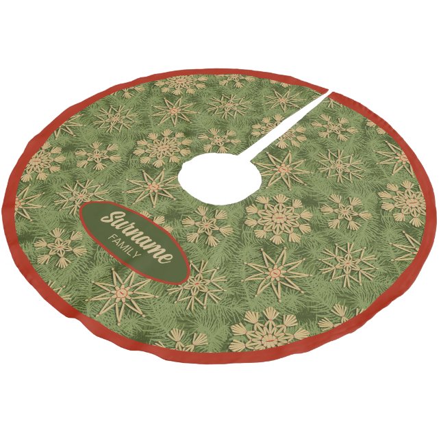 Strohsterne on Pine Tree Brushed Polyester Tree Skirt (Angled)